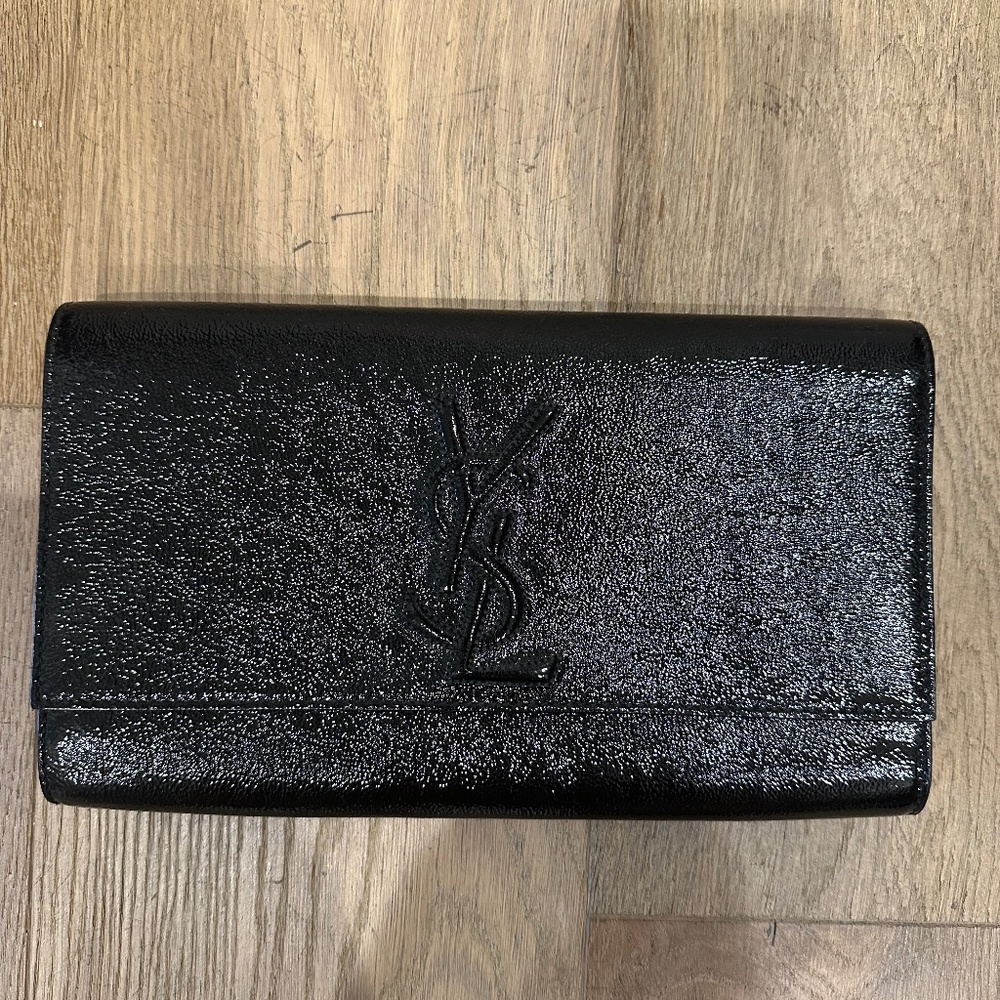 YSL Belle de Jour Clutch Leather Black Large